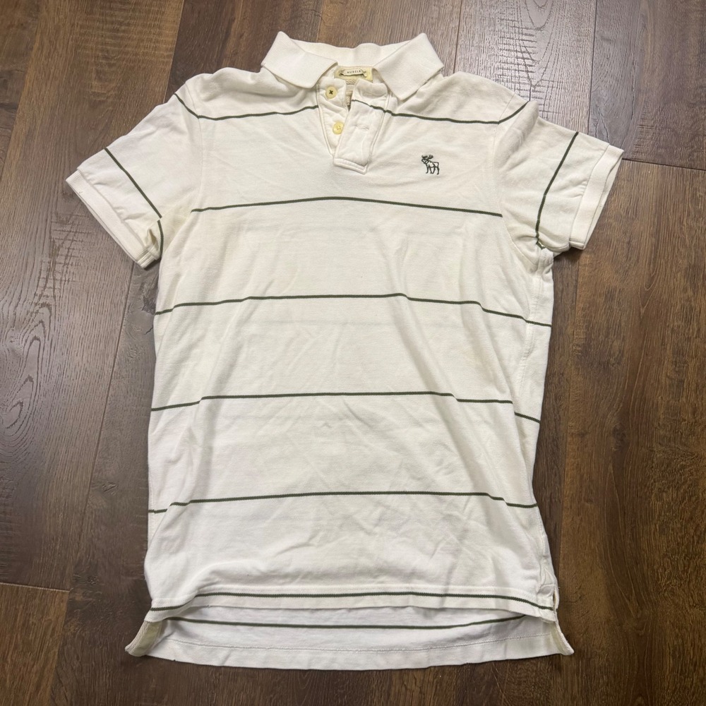 Vintage Y2K Abercrombie & Fitch Muscle Fit Polo Shirt XL (Fits S) Striped Moose